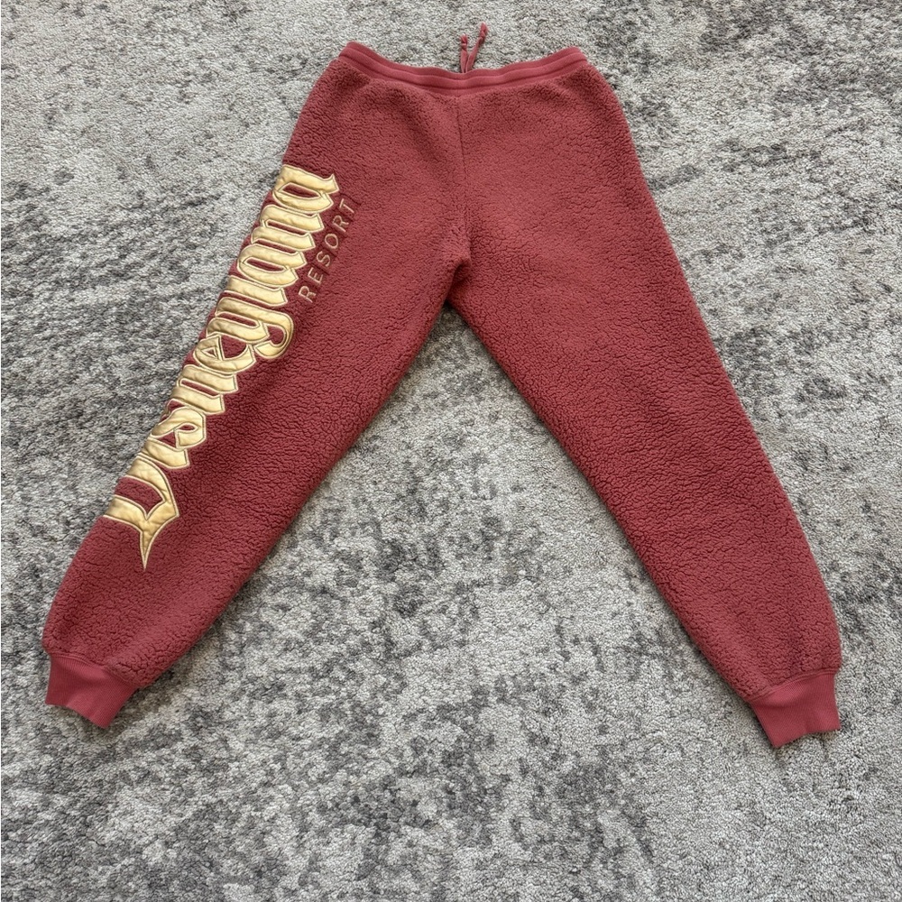 Disney Spirit Jersey Adult Small Sherpa Jogger Sweatpants Mauve Resort